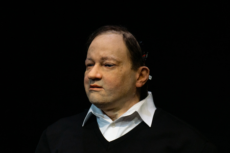 Moscow, Russia, February 12, 2019: Cyborg, clone, robot android and artificial man concept - Thomas Melle, after the show Uncanny Valley, Rimini Protokollのeditorial素材