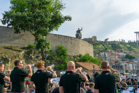 TBILISI, GEORGIA - JUNE 09, 2019: The rifles english military Orchestra performing during...