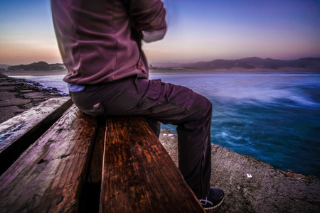 A wonderful view of the sunrise on the pierの写真素材