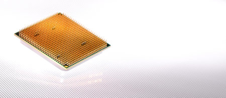 modern processor with authentic reflection and background Formed by white light