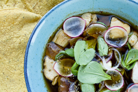 Pozole de Hongos Mexican dishの写真素材