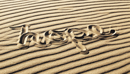 Hope Written in the Sand at Great Sand Dunes National Park and Preserve, Coloradoの写真素材