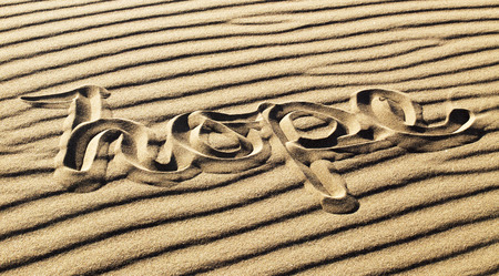 Hope Written in the Rippled Sand at Great Sand Dunes National Park and Preserve, Coloradoの写真素材