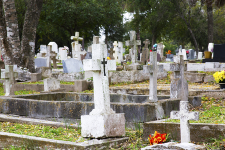 Grave Markers in the Cemetaryの写真素材