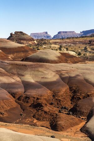 Bentonite Hills in Cathedral Valley, Capital Reef National Park, Utah.の写真素材