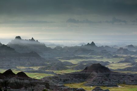 Cliff Shelf Trail Overlook in Badlands National Park, South Dakotaの写真素材