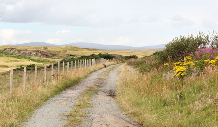 Deserted country road, Isle of Skye, Scotlandの写真素材