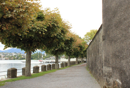 Walk along the lake in Rapperswil Switzerlandの写真素材