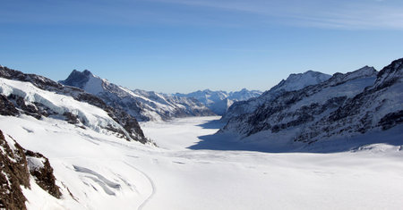 View of glacier at Jungfrauの写真素材