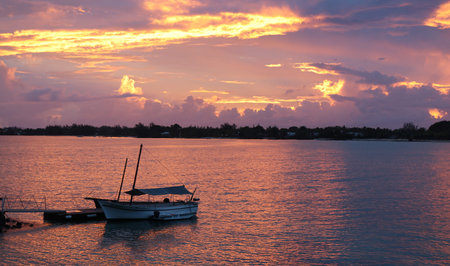 Sunrise over Grand Bay Mauritiusの写真素材
