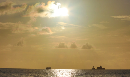 Clouds over ocean at sunset, Mauritiusの写真素材