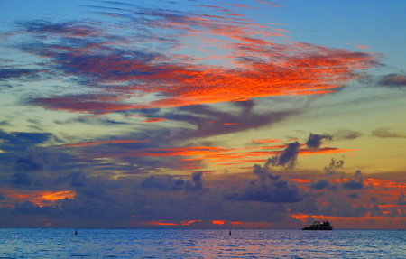 Magnificent Sunset Mon Choisy beach, Mauritiusの写真素材