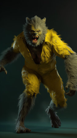 scary werewolf monster. vintage. classic monster. horror story. AI generated image..の素材