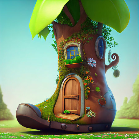 Adorable boot house in garden, fantasyの素材