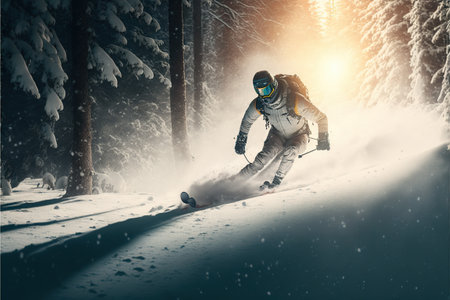 Snow skiing, skiing, skiingの素材
