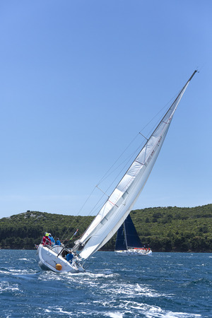 Sailing crew on regatta on Adriatic seaのeditorial素材