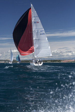Sailing crew on regatta on Adriatic seaのeditorial素材