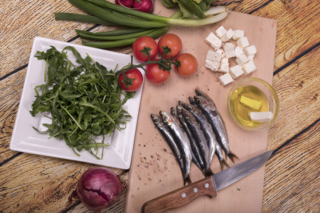 Sardinas prepared for dinnerの写真素材