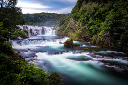Strbacki buk watterfall on river Una (Croatia/Bosnia&Herzegovinaの写真素材