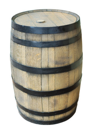 oak wood wine barrel on white background