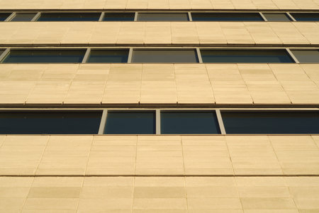 concrete blocks office building perspective wall and windows