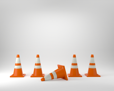 under construction orange traffic cones 3D illustrationの写真素材
