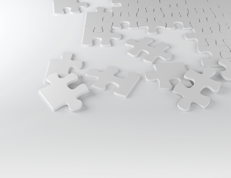 white puzzle 3D illustration business team work strategy problem solutionの写真素材