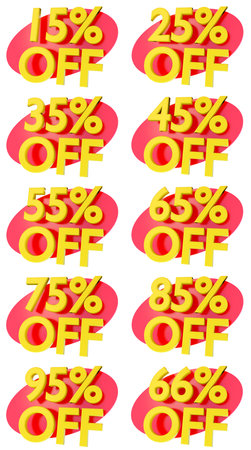 discount price percentage isolated numbers 3D rendering for sale reduction