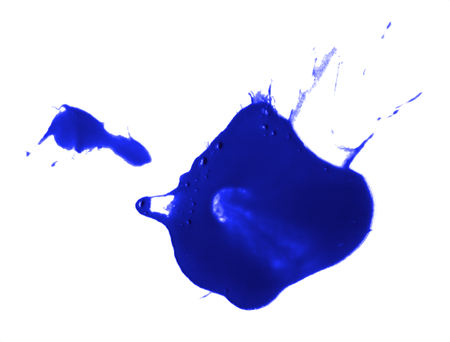 blue paint drop splash artistic spot inkblot drip inkの写真素材