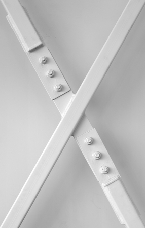 x letter painted beam metal structure shapeの写真素材