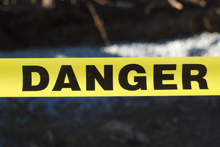 danger sign security line yellow forbidden access fence barrier restricted