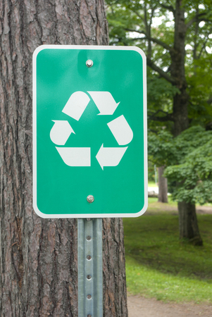 recycling logo sign symbol green panelの写真素材