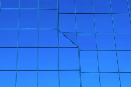 blue building glass windows office finance perspective skyscraper