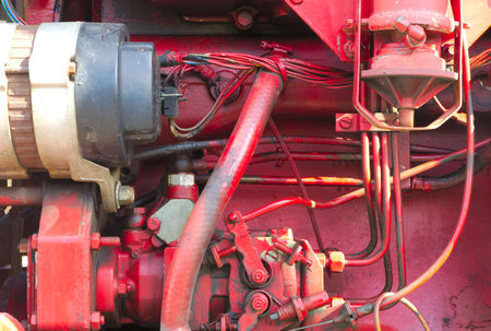 machine part mechanic engine technology red metal motor