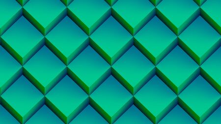 green cubes tiles geometric background 3d illustrationの写真素材