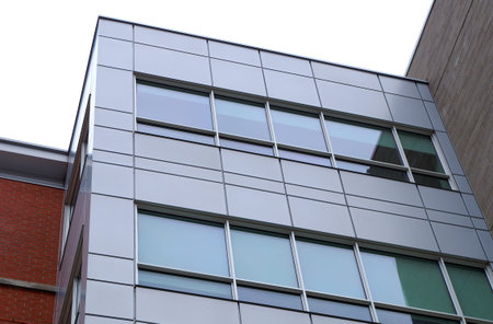 office building corner windows modern perspective facade