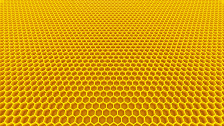 honey yellow honeycomb cells beehive 3D illustration
