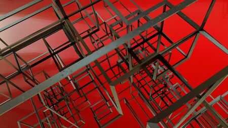 complex lines structure pattern wire connection 3D illustrationの写真素材