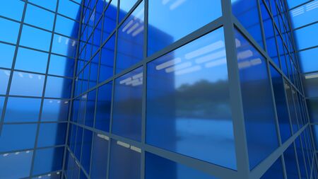 glass building skyscraper reflections office windows 3D illustrationの写真素材