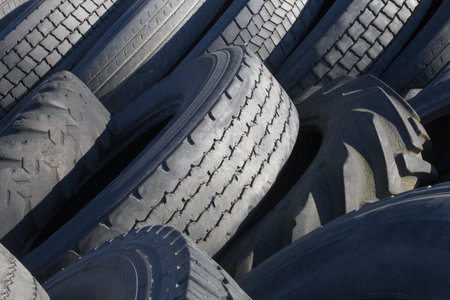 tire rubber recycling heap automobile used wheels