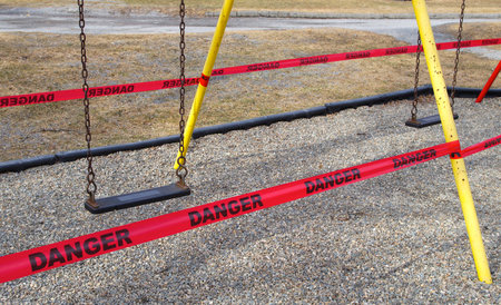 coronavirus danger sign playground closed covid-19 restriction
