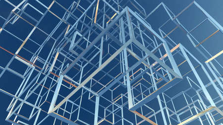 lines geometric squares structure technology background 3D illustrationの写真素材