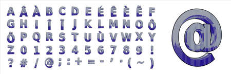 3D text letters alphabet with numbers and accents foreign language typesetのイラスト素材