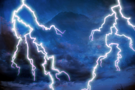 severe thunderstorm weather watch dramatic sky powerful strikes 3D illustration