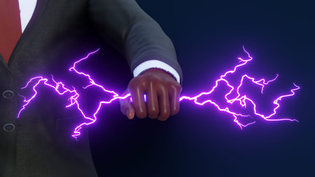 power in your hands lightning force success 3D illustration