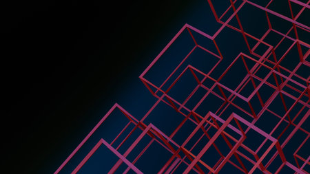 cubes and lines futuristic technology background graphic modern squares structure 3D illustration