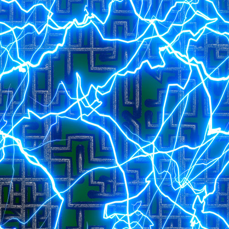 lightning computer motherboard short circuit electronic technology wrap around seamless pattern 3D...
