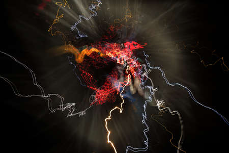 abstract photography light painting long exposure motion graphic vivid colors wall artの写真素材