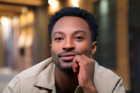man in hotel hall handsome guy 20s professional young adult smiling portrait close-up