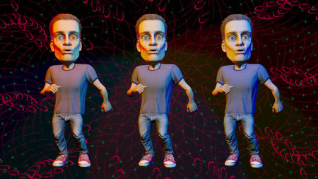 dancing cartoon psychedelic music disco nightclub dancer 3D illustration
